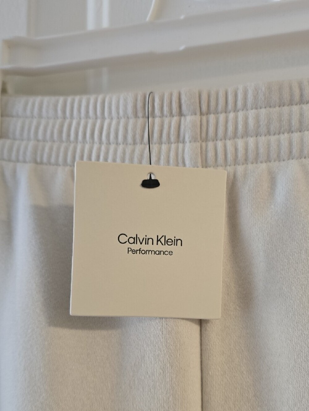 Calvin Klein Fleece Sweatpants Joggers Cream Tan Vertical Side Logo NWT Size M - Picture 2 of 6